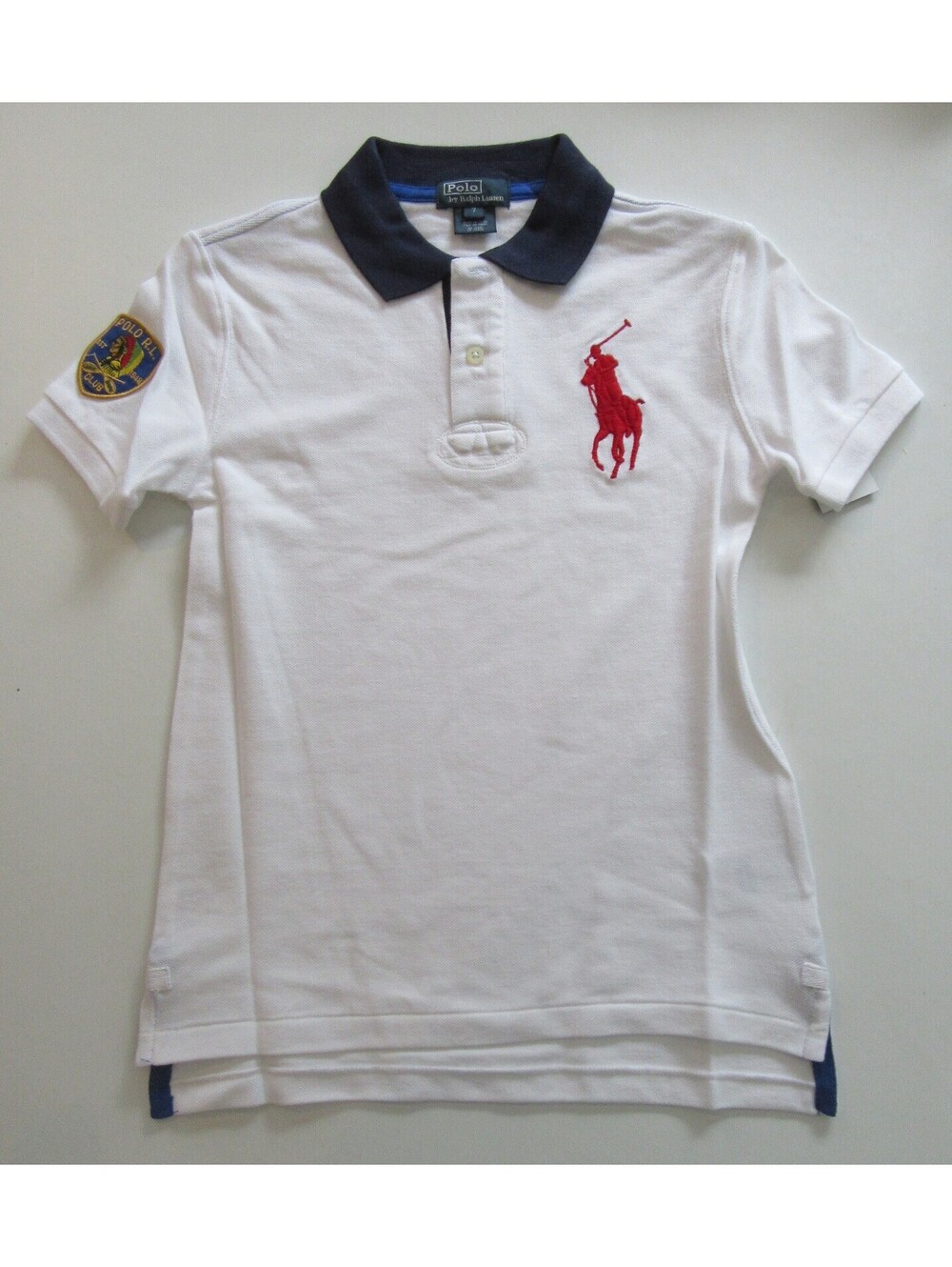 Polo Ralph Lauren Boys Big Pony w Indian Head Short Sleeve Shirt White Size 7